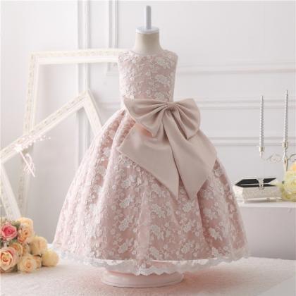 Dusty Pink Ball Gown, Pale Pink Flower Girl Gown,..