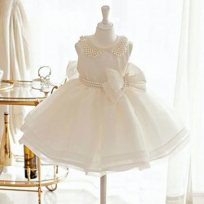 Peal Baby Girl Birthday Wedding Party Formal..
