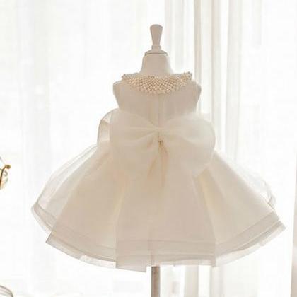 Peal Baby Girl Birthday Wedding Party Formal..