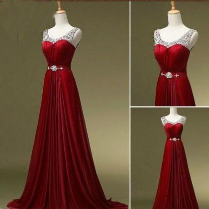 A Line Beading Formal Sexy Long Evening Dress Prom..