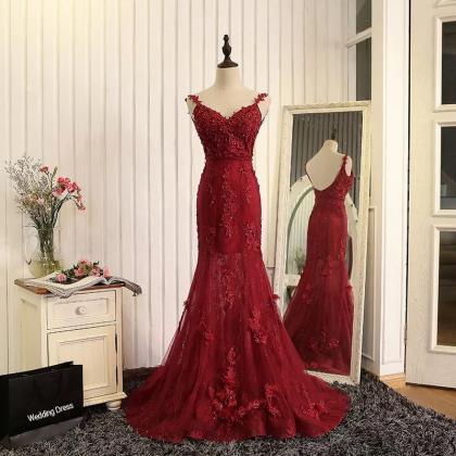 Prom Dress Sexy Elegant Prom Dresses Wine Red..