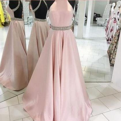 Prom Dress Crystals Beaded Bellt Prom Dress Long..