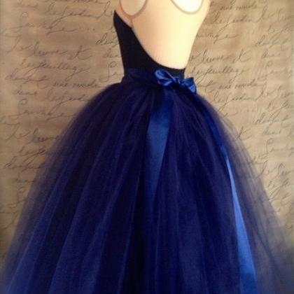 Blue Tulle Lined With Black Bridal Satin Woman..