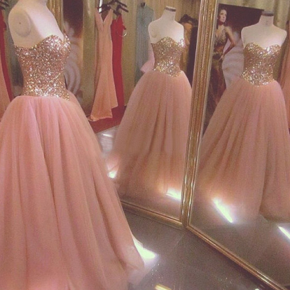 Sweetheart Ball Gown Tulle Prom Dresses Custom..