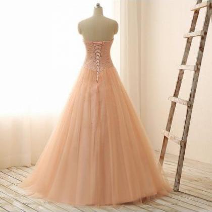 Sweetheart Crystals Tulle Prom Dresses Custom Made..