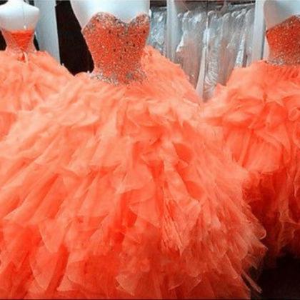 2017 Pink Beaded Long Quinceanera Dress Ball Gown..