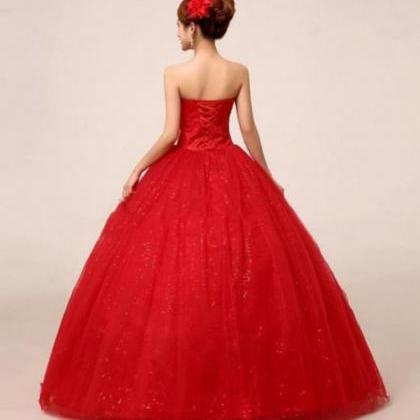 Red Sequin Tulle Prom Dresses Ball Gown Beading..