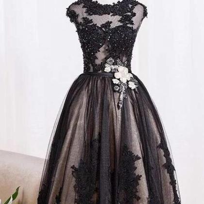 Black Lace Homecoming Dresses Appliques Women..