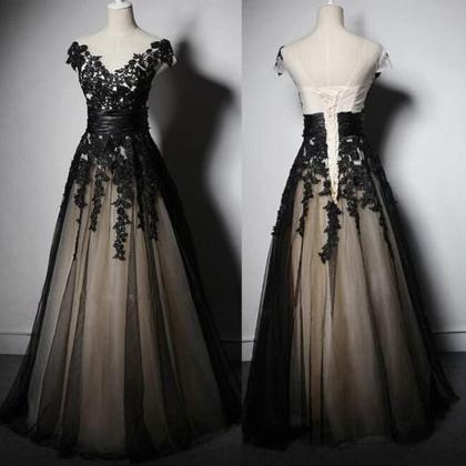 Charming Prom Dress Appliques Prom Dress Lace-up..