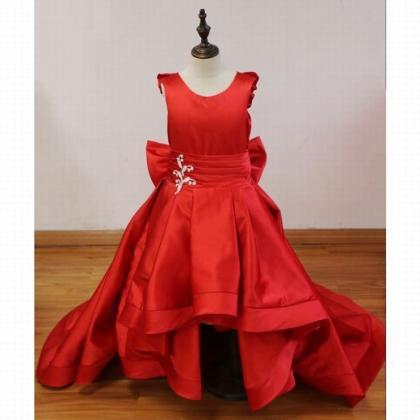 Pretty Red Long High Low First Communion Dresses..