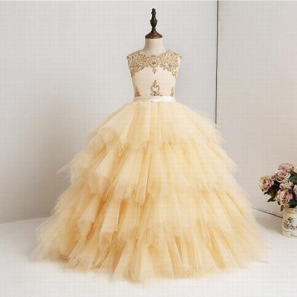 Flower Girl Dresses High Quality Made Lace Beaded..
