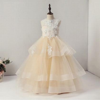 Puffy Tulle 3d Flowers Ruffle Lace Flower Girls..