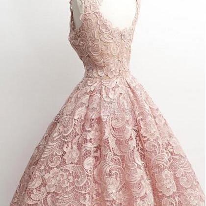 Scoop Neck Ruched A-Line Tea-Length Dress Blushing Pink