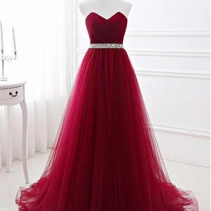Red Alluring Tulle Sweetheart Neckline..
