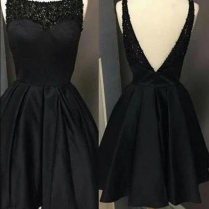 Backless A Line Sexy Black Tulle Wedding Dress..