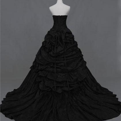 Gothic Black Prom Quinceanera Ball Gown Wedding..