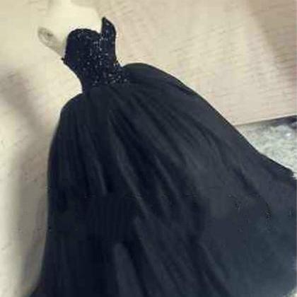 Women Fashion Black Ball Gown Prom Party Pageant..