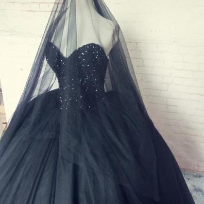 Black Quinceanera Pageant Ball Gown Wedding Dress..