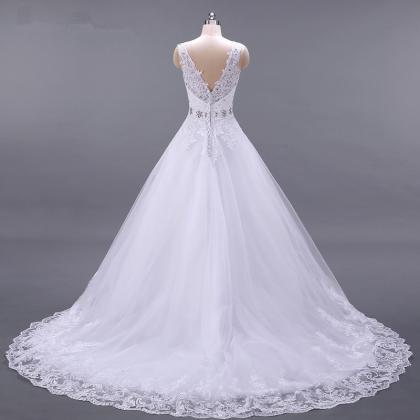 Vestido De Noiva A Line Wedding Dress V Neck..