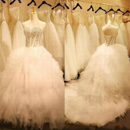 Luxury Sparkly Crystals Wedding Dresses Sweetheart..