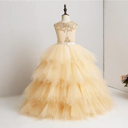 Yellow Flower Girl Dresses For Wedding Pageant..