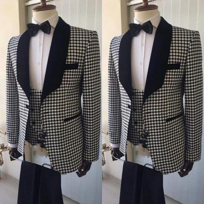 Custom Made Groom Tuxedos Shawl Black Lapel..