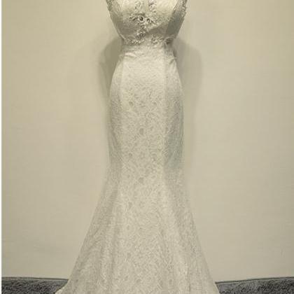 Halter Open Back Sexy Mermaid Bridal Wedding Dress..