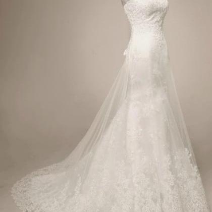 Strapless Lace Mermaid Wedding Dress Featuring..
