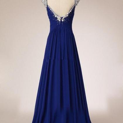 Cap Sleeve Long Evening Dress Prom Dress Custom..