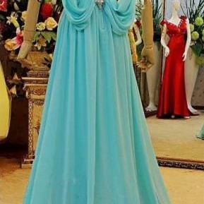 Elegant Pink V-Neck Knot Ruched Chiffon Long Prom Dress Evening Dress cc5608