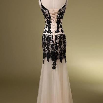 Fashion V Neck Lace Long Evening Dress Prom Dress..