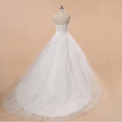 Formal Applique Sweetheart Long Train Ball Gown..