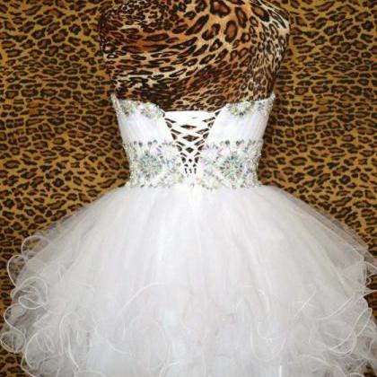 Sweetheart Ball Gown Mini Sexy Crystal Cocktail..