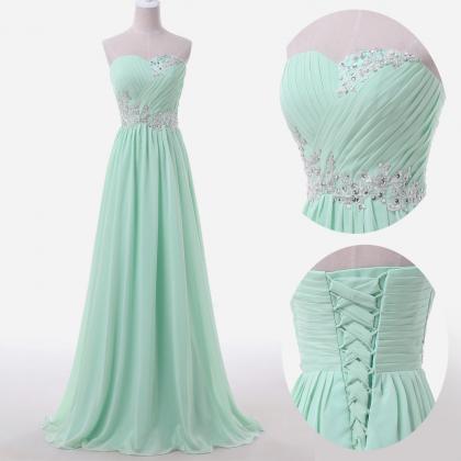 Bridesmaid Dress Sweetheart Lace Applique Chiffon..