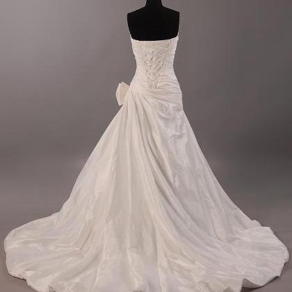 Bridal Dress Wedding Gown Satin Ruffle Evening..