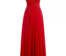 Rhinestone Scoop Neck Chiffon Long Dress Orchid main image 1