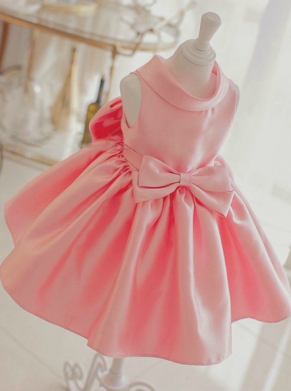 Flower Girl Dress, Light Pink Baby Girl Party Dress, Pink Bridesmaid Dress, Big Bow Dress, Pink Flower Girl Dress, Baby Girl Birthday Outfit, High quality flower girl dress,