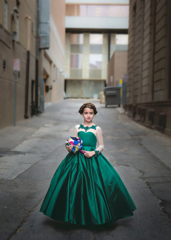 green frock for girl