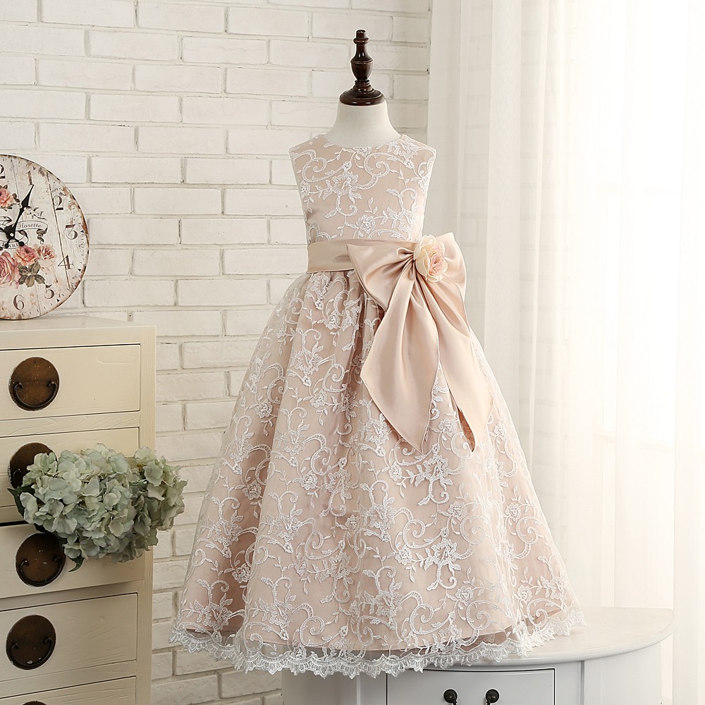 Big Bows Girl Birthday Wedding Party Formal Flower Girls Dress Baby Pageant Dresses 371