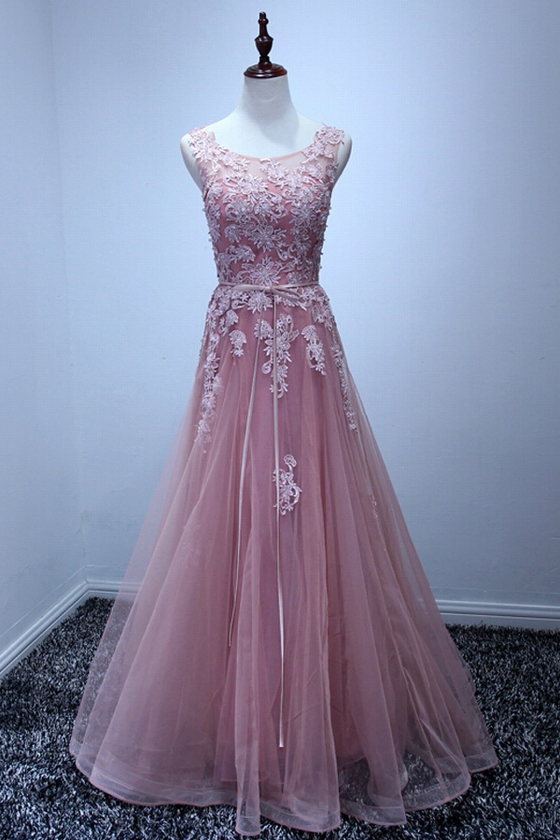 High Quality Prom Dress Tulle Prom Dress A-line Prom Dress Appliques Prom Dress