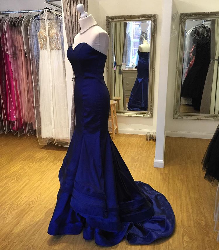 Royal Blue Sweetheart Mermaid Prom Dress Evening Gown Long Dress Layered Skirt