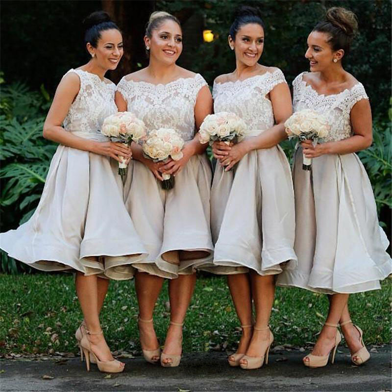 navy tea length bridesmaid dresses
