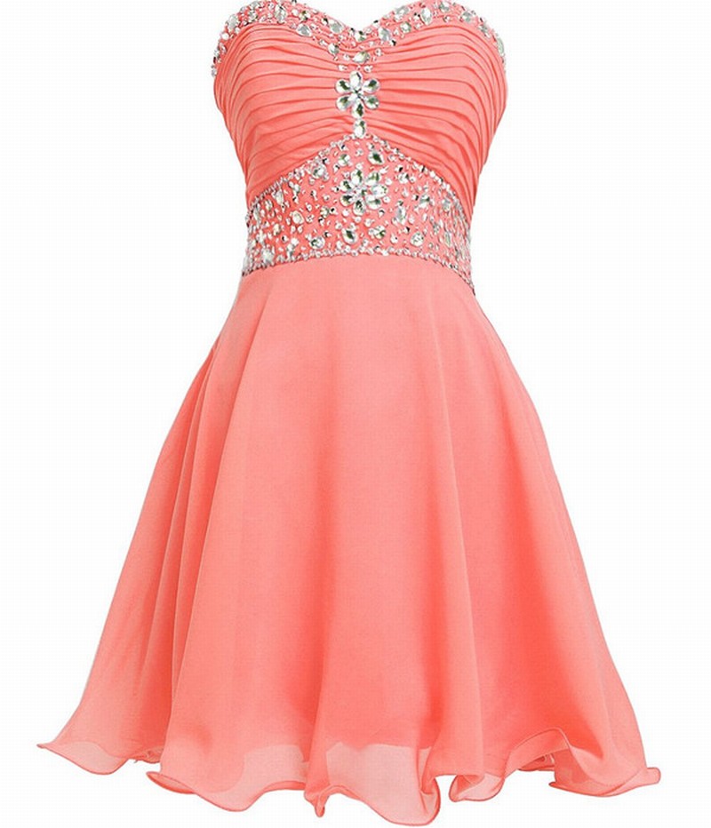 Short Chiffon Homecoming Dresses Sweetheart Neck Crystals Beaded Party Dresses Tailor Made Women Dresses
