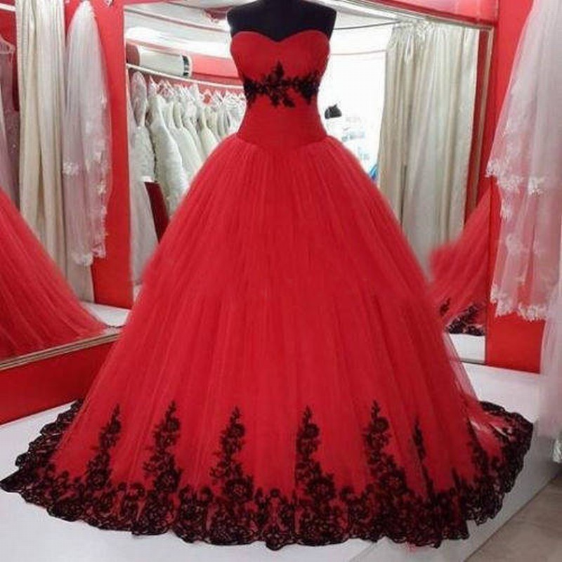 Red & Black Quinceanera Dresses For 15 Years Formal Prom Dress Party Gowns