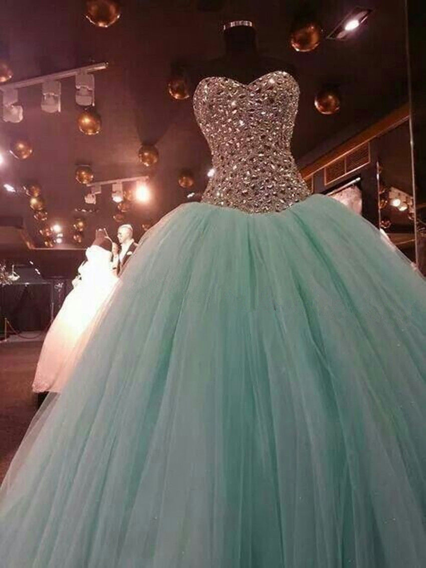 Beaded Stone Quinceanera Prom Dress Party Pageant Ball Gown Wedding Dress