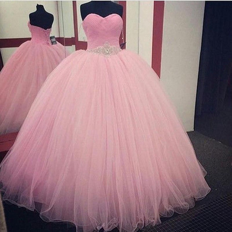 New Pink tulle Quinceanera Formal Prom Party Ball Gown Wedding Dress Custom size