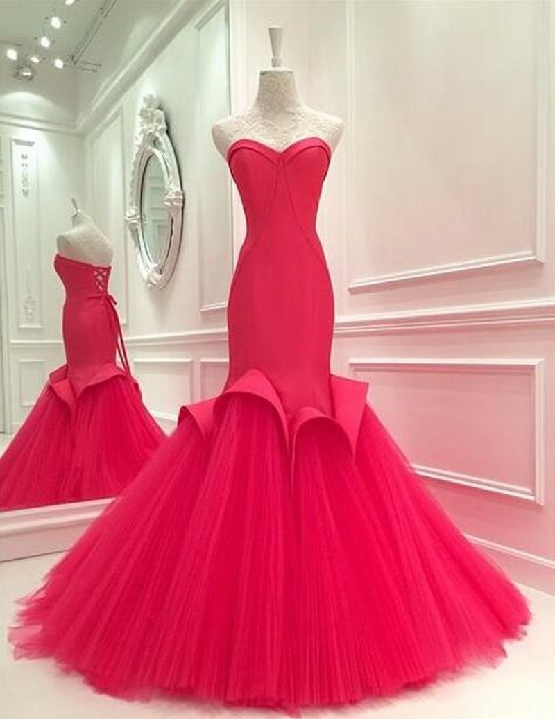 Red Tulle Evening Cocktail Formal Party Bridesmaid Prom Gown Dress