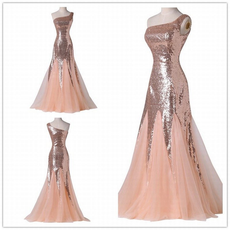Sequin Long Dress One Shoulder Sequin Dress Prom Dress Evening Party Dress