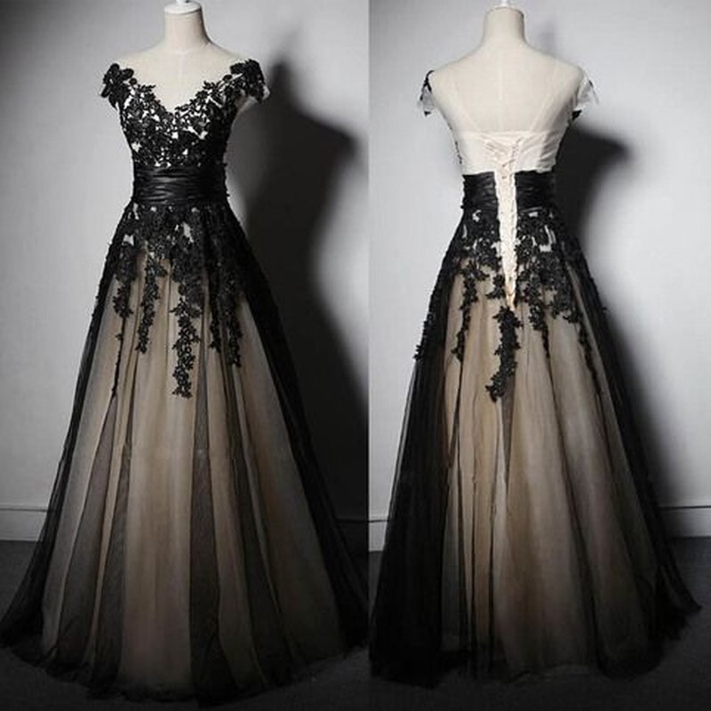 Charming Prom Dress Appliques Prom Dress Lace-up Prom Dress Tulle Evening Dress