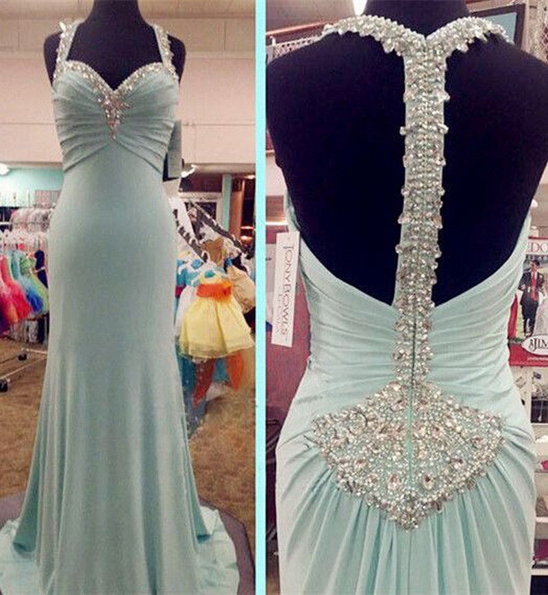 Charming Prom Dress Halter Prom Dress Beading Prom Dress Chiffon Prom Dress Backless Evening Dress